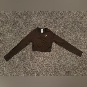 Gymshark VITAL CROP TOP Dark Brown Long Sleeve Top